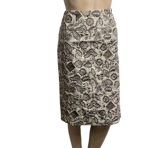 Dizzy Lizzy Heavily Embroidered linen cotton Skirt beige browns  size 4 - Picture 2 of 16